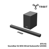 TRIBIT - BTS-61 Soundbar S1 With Wired Subwoofer (200W) - Black